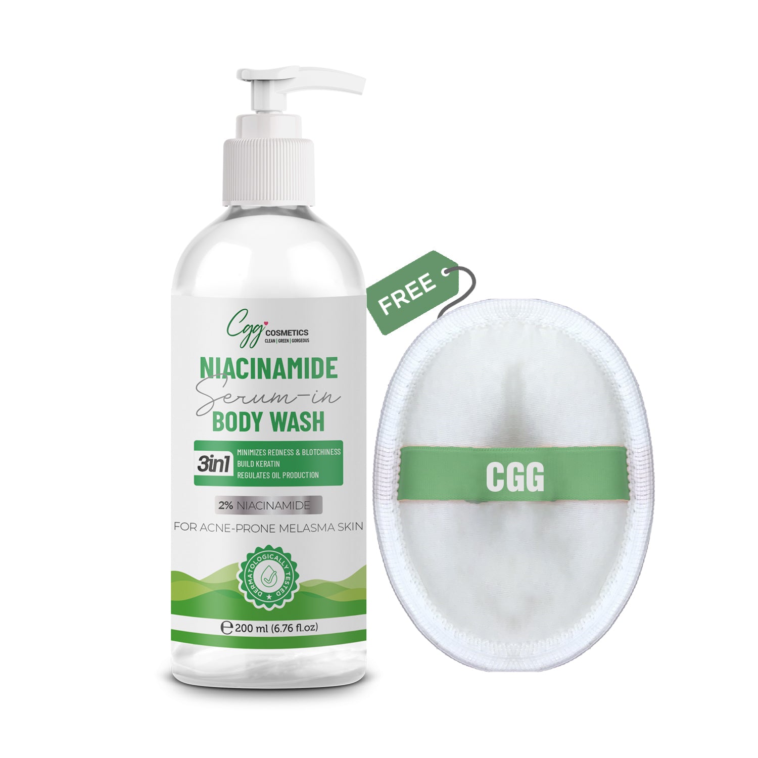 CGG Cosmetics Niacinamide Serum in Body Wash 200ml with FREE Gentle Loffah