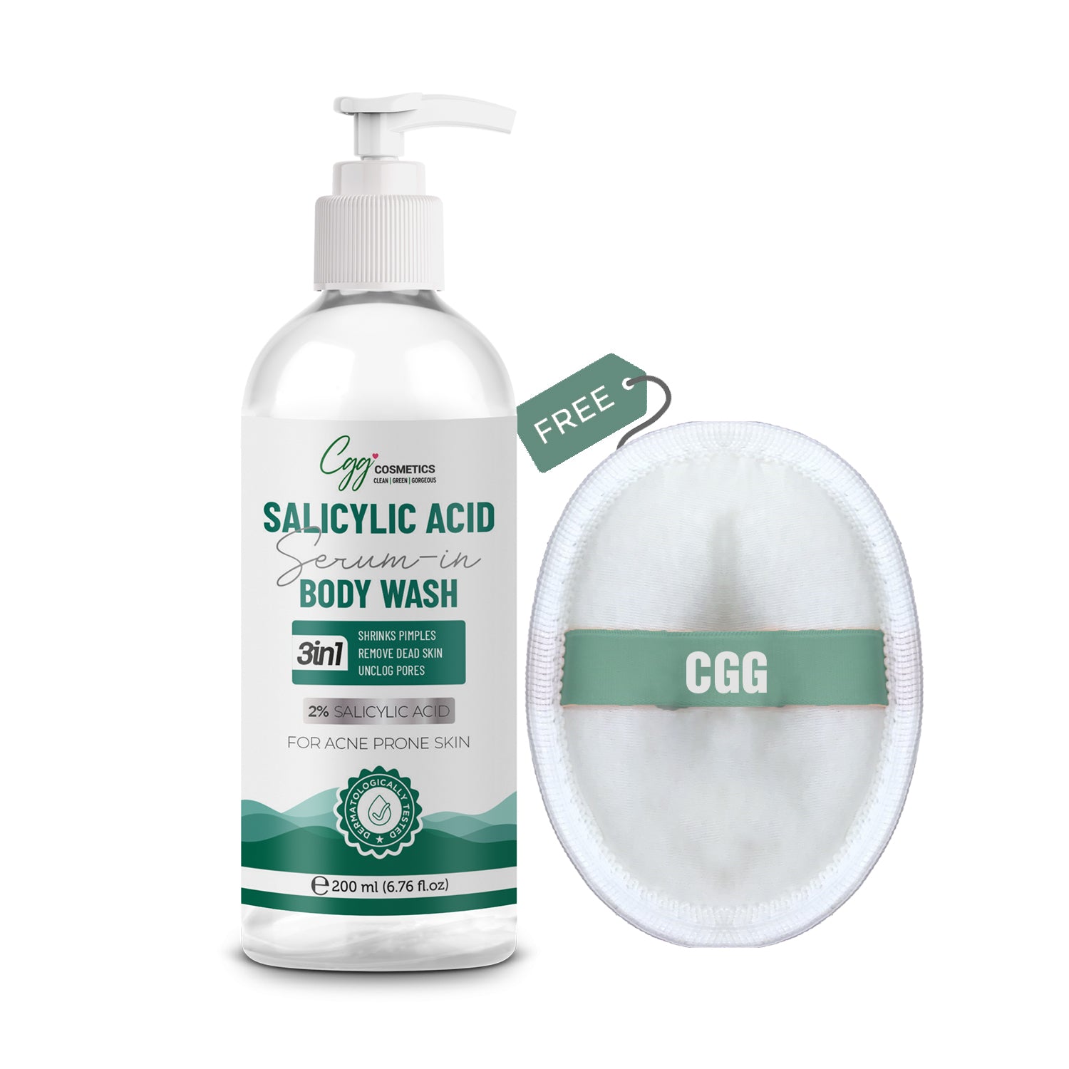 CGG Cosmetics Salicylic Acid Serum in Body Wash 200ml with FREE Gentle Loffah