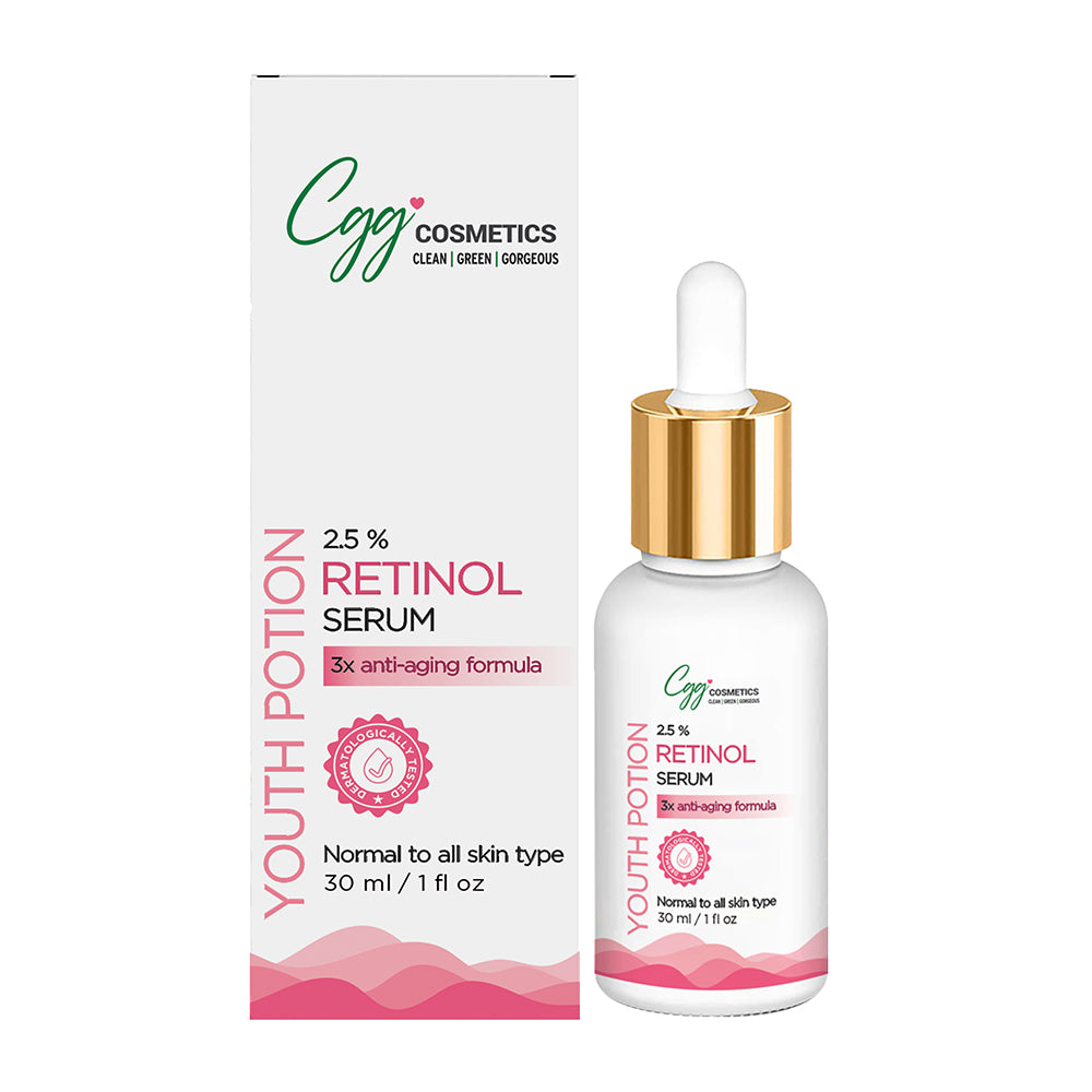 CGG Cosmetics Retinol 2.5% Facial Serum - 3X Anti Aging Formula - 30ml