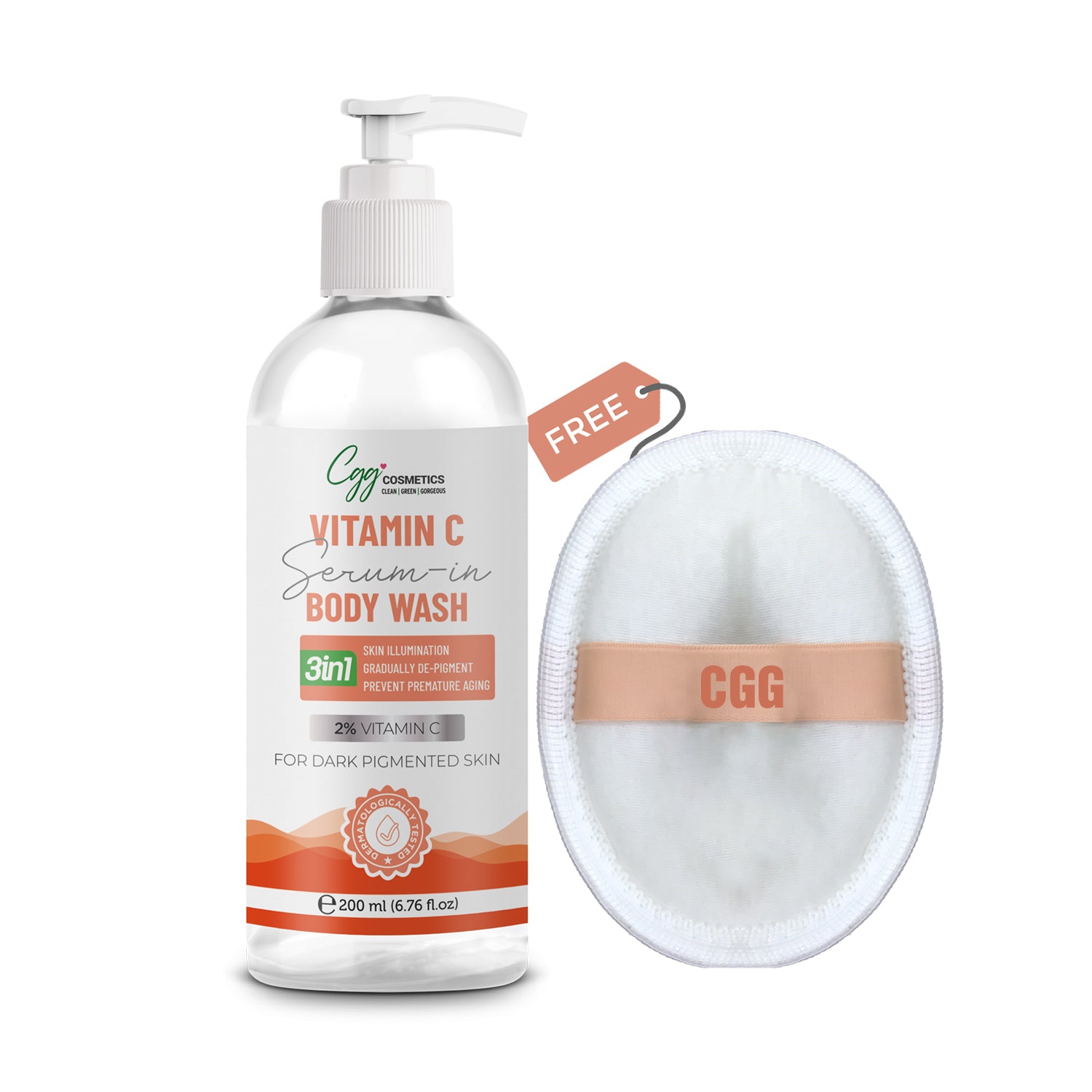 CGG Cosmetics Vitamin C Serum in Body Wash 200ml with FREE Gentle Loffah