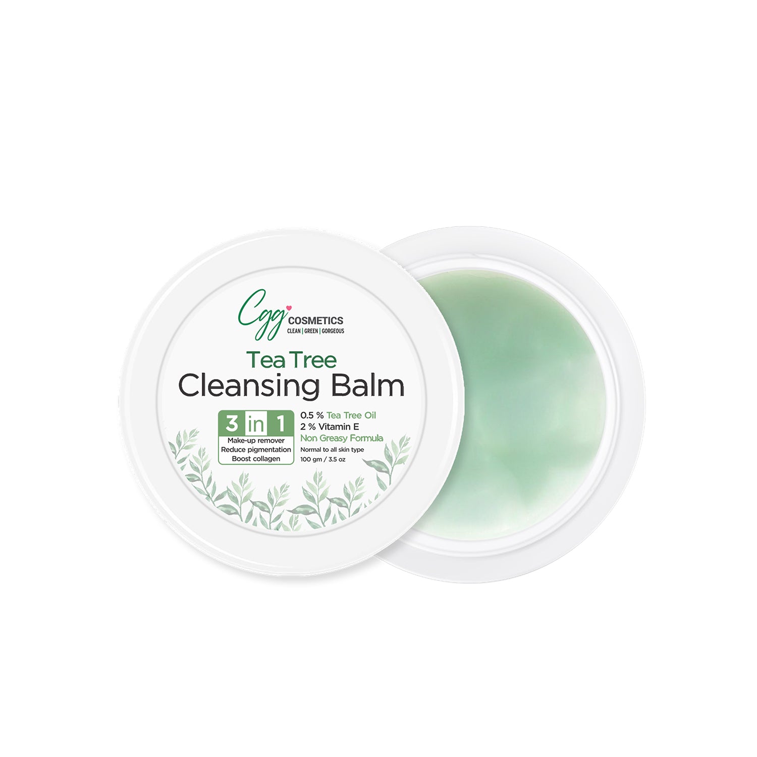 CGG Cosmetics Tea Tree Cleansing Balm | 3 in 1 Makeup Remover, Reduce Pigmentation & Boost Collagen - 100gm