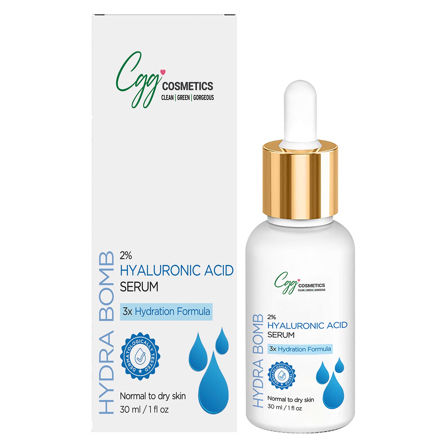 CGG Cosmetics 2% Hyaluronic Acid Serum – 3X Hydration Formula - 30ml