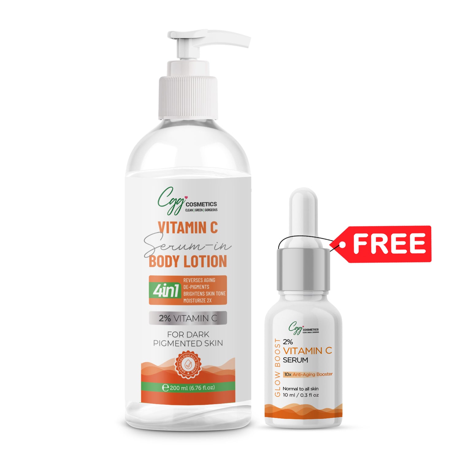 CGG Cosmetics 2% Vitamin C Serum in Body Lotion 200ml + FREE 10ml Sample of 2% Vitamin C Serum