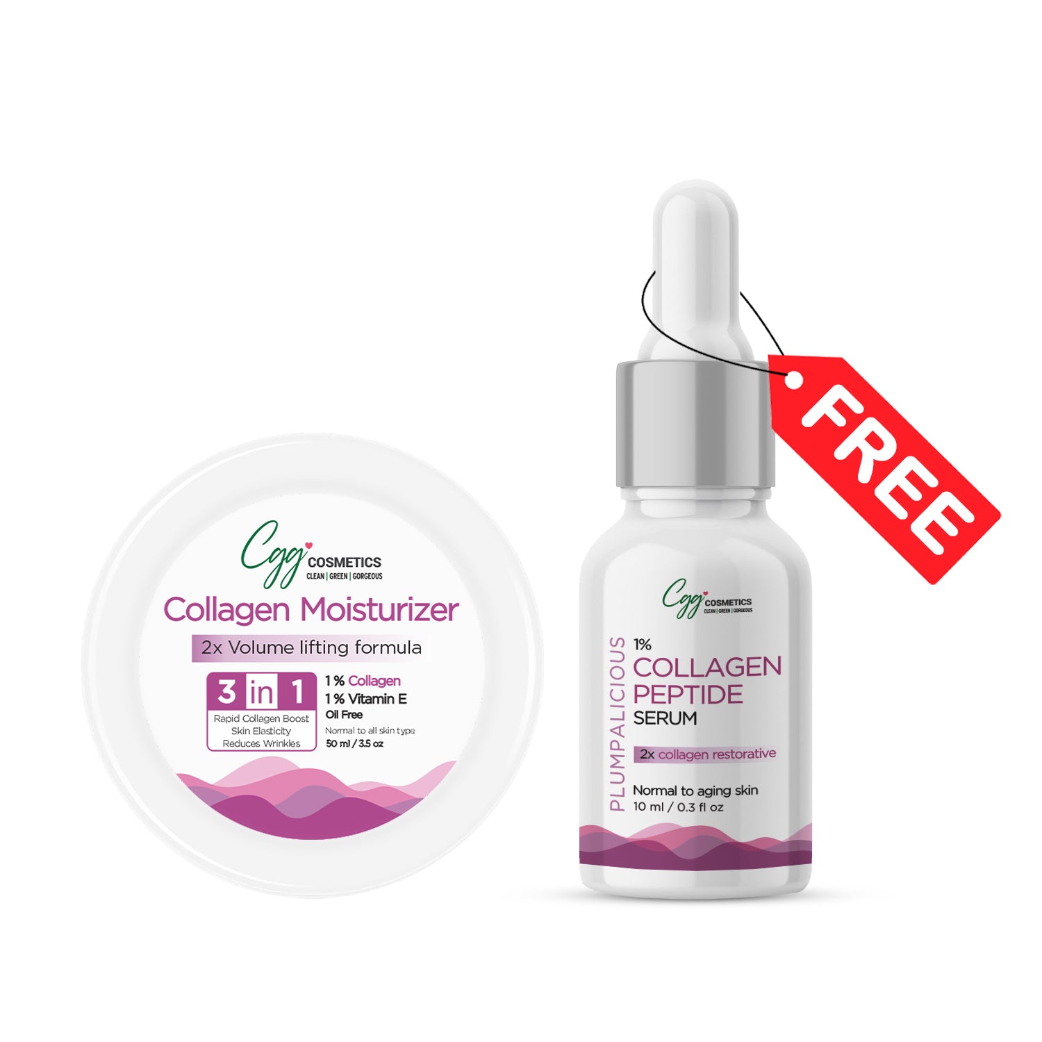 CGG Cosmetics Collagen Moisturizer 50ml + FREE 10ml Sample of 1% Collagen Serum