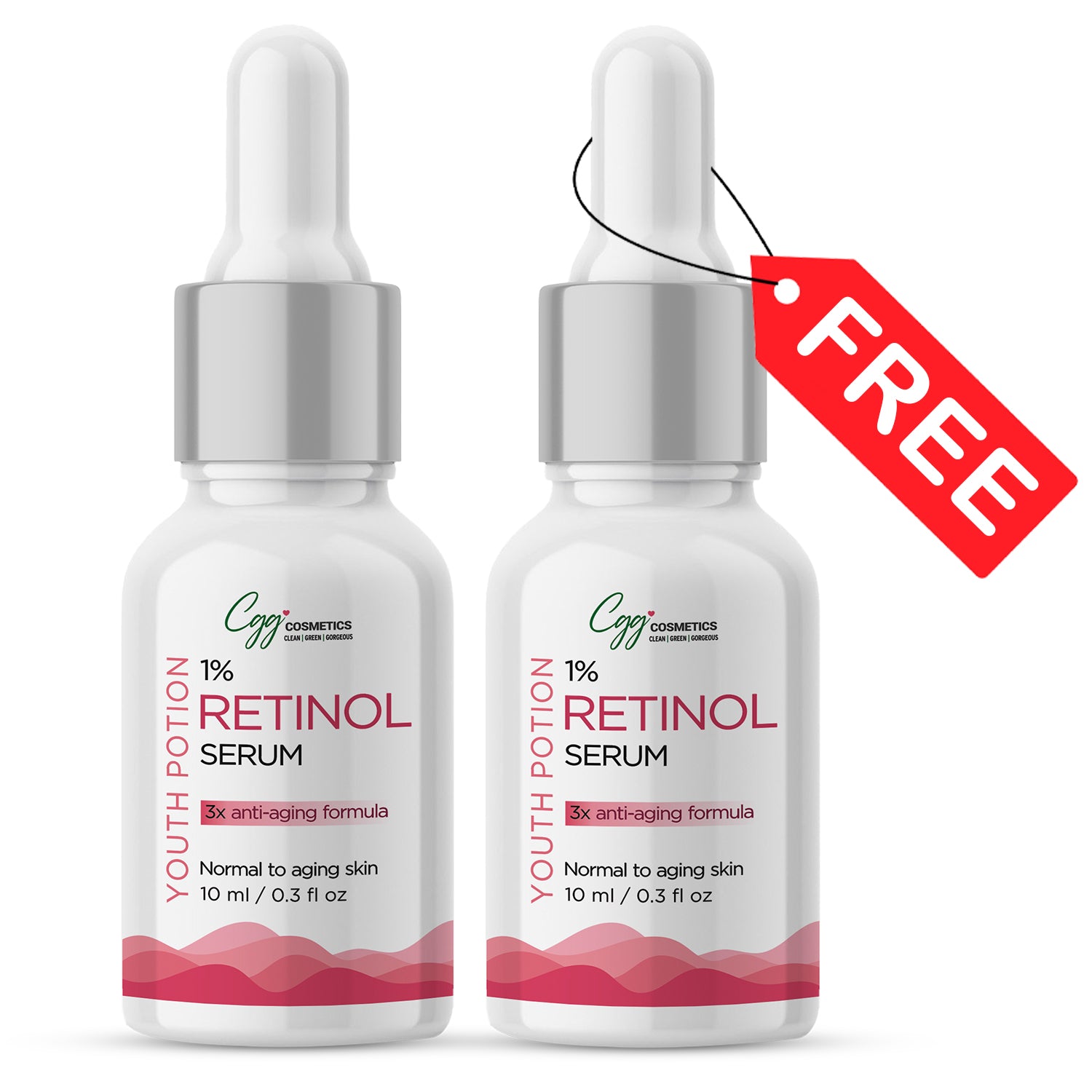 CGG Cosmetics 1% Retinol Serum 10ml & GET FREE 10ml 1% Retinol Serum - 3X Anti-Aging Formula