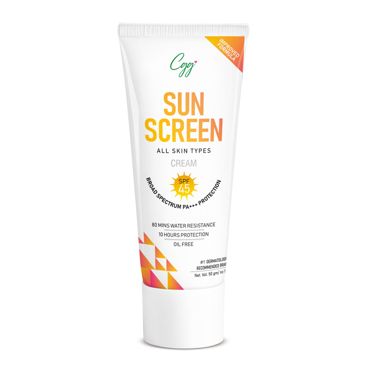 CGG Cosmetics Sunscreen Cream SPF 45, Blocks Upto 98% UVA/UVB Rays - 50gm