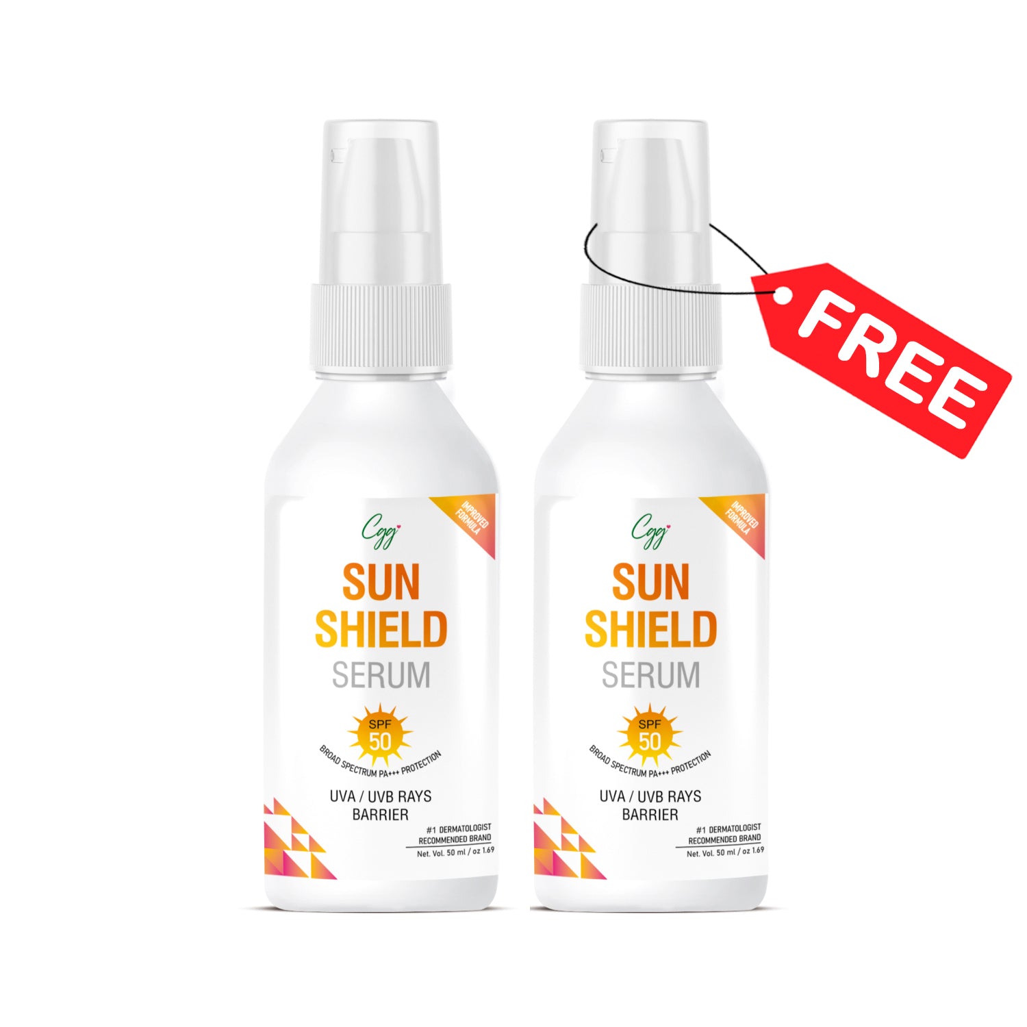 CGG Cosmetics SPF50 Sunshield Serum 50ml & GET FREE 50ml Sunshield Serum - Blocks Upto 98% UVA/UVB Rays