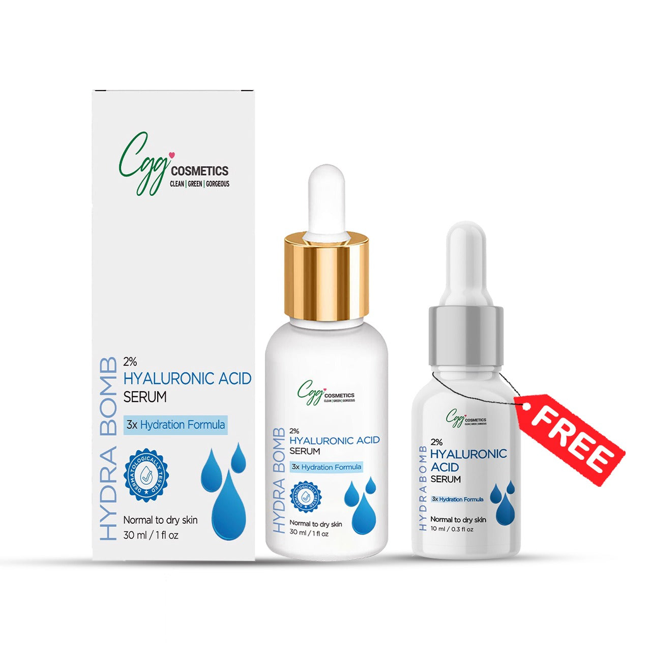 CGG Cosmetics Hyaluronic Acid Serum 30ml & Free 10ml Sample of 2% Hyaluronic Acid Serum