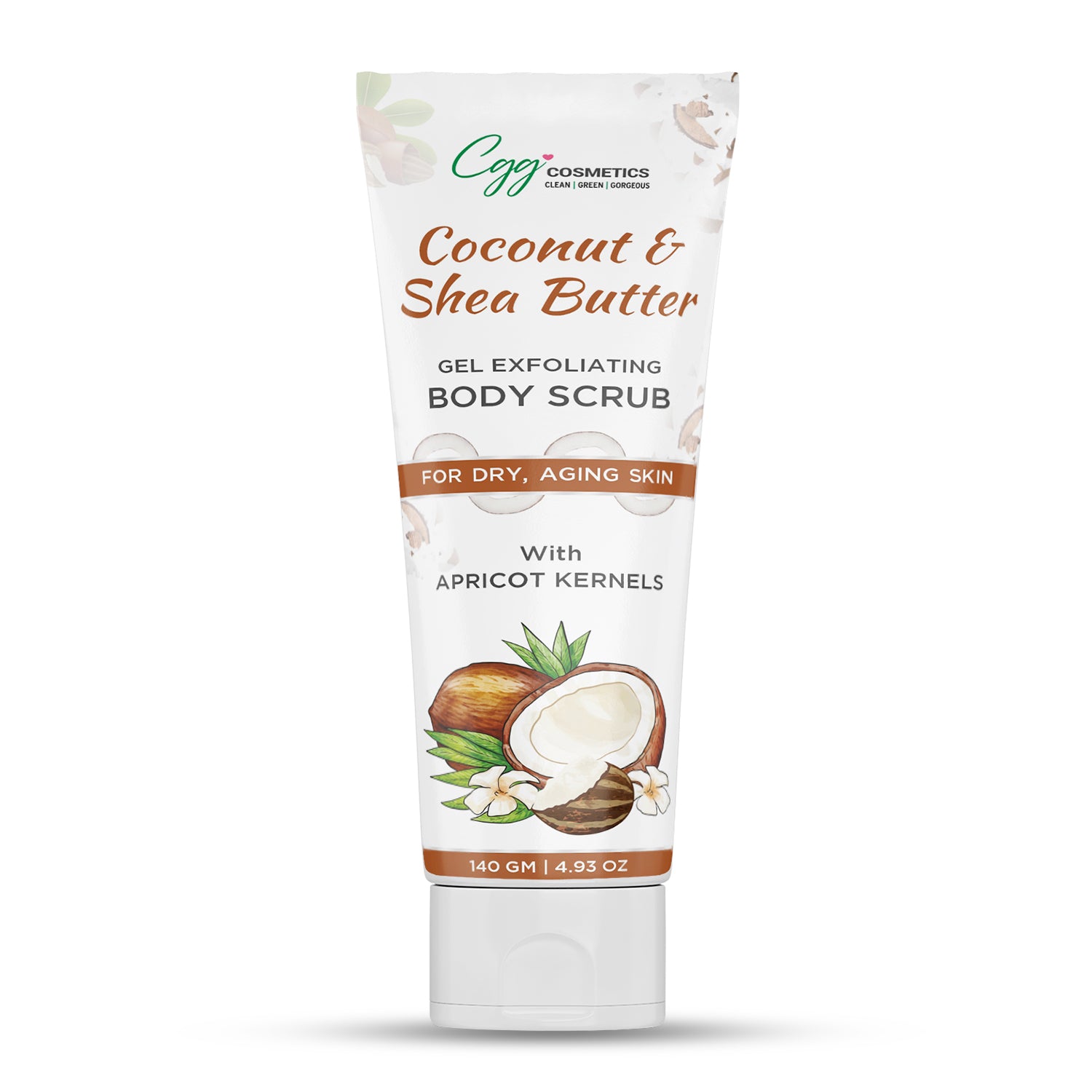CGG Cosmetics Coconut & Shea Butter Gel Exfoliating Body Scrub - Dry Aging Skin & 100% Natural Shea - 140 gm