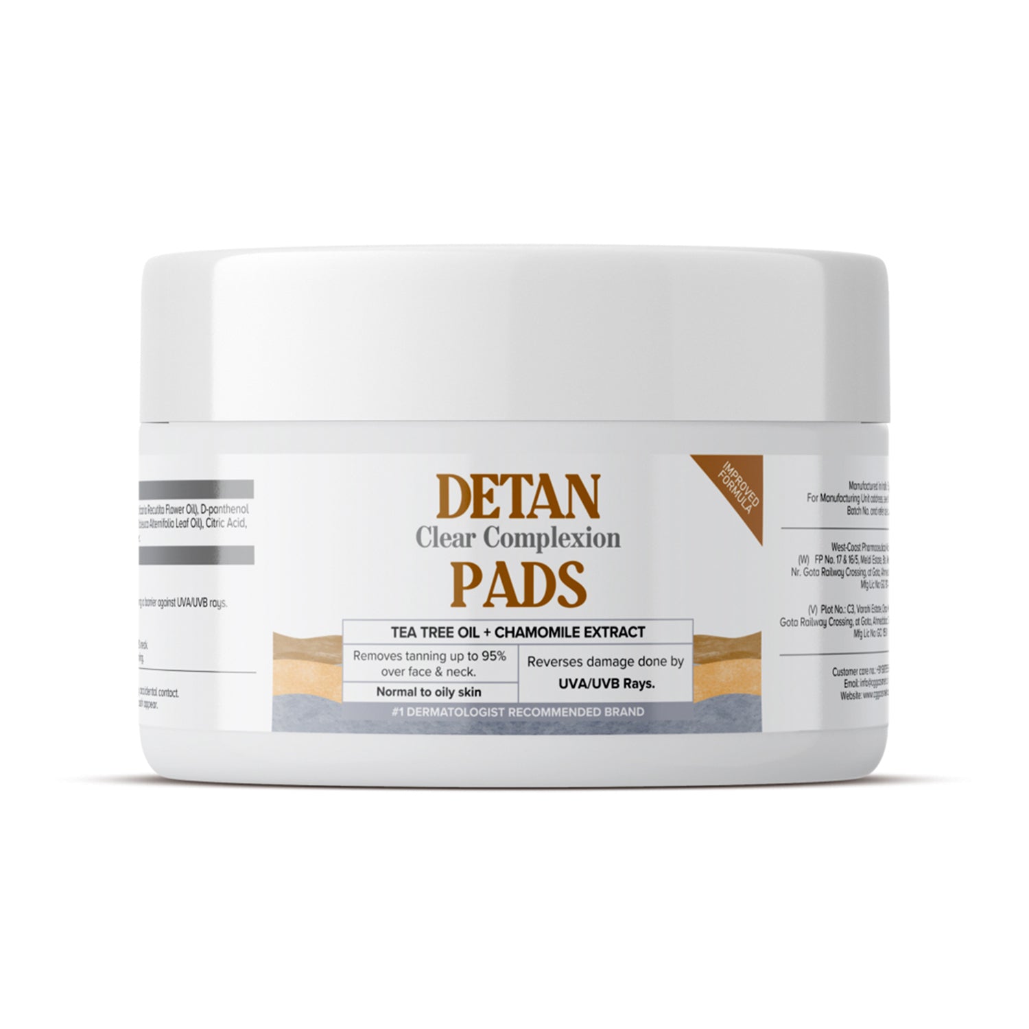 CGG Cosmetics Detan Clear Complexion Pads, Reverses Damage Done by UVA/UVB Rays - 50pads